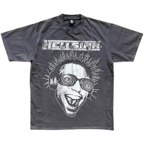 Hellstar Studios Rage Tee 说唱者洗水灰重工艺男女纯棉短袖T恤