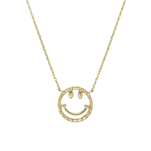 Smile笑脸手链项链戒指耳钉 纯银镀黄金色女微笑锁骨链简约个性潮