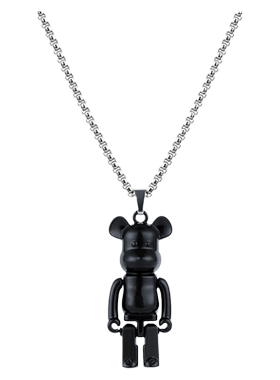 原创个性嘻哈情侣钛钢项链暴力熊吊坠街头朋克摇滚毛衣链配饰男潮