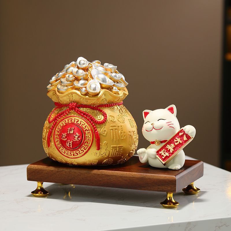 八方来财聚宝盆摆件新中式客厅玄关博古架元宝装饰品乔迁新居礼物