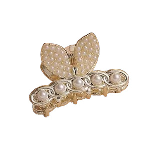 半扎发小号珍珠抓夹精致高级感发夹女2025新款后脑勺夹子头饰花朵