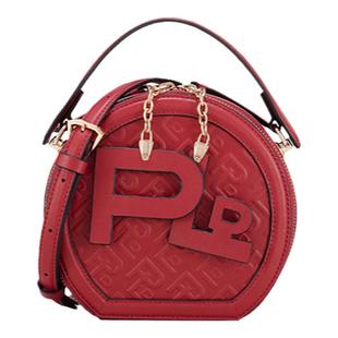 保兰德PLD官方好礼真皮包包女款红色小圆包休闲拉链斜挎包手提包