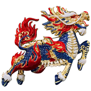 国风吉祥物麒麟造型胸针男女喜庆别针配饰小众个性设计感胸花5728