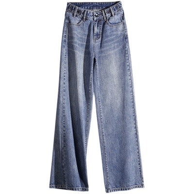 高腰阔腿牛仔裤女2026年早春新款