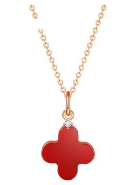 【礼物】18k金四叶草钻石项链女