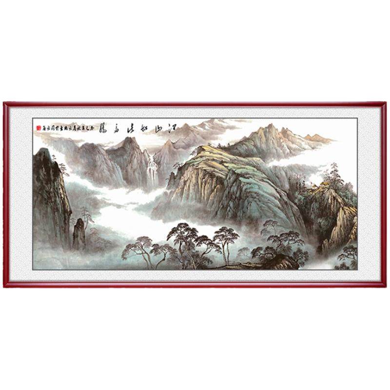 背有靠山客厅办公室新中式风国画