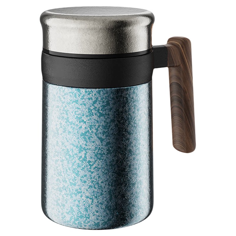 虎匠高端纯钛办公杯保温杯带手柄家用双层泡茶杯带茶隔水杯送老师