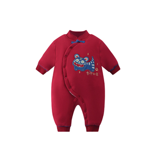 童贝初婴儿大红色拜年服冬季保暖棉服新生宝宝过年喜庆衣服冬装