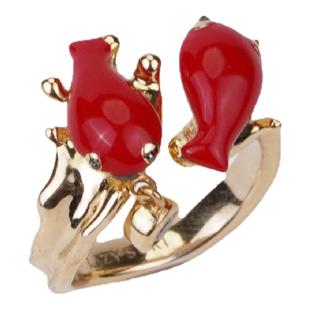 LAZYSURI懒苏芮嘟嘴吐财鱼珐琅戒指开口戒指女款新中式旺财饰品