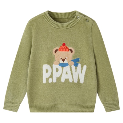 PawinPaw卡通小熊童装25年秋冬新款男女宝宝圆领毛衣宽松百搭