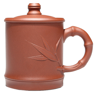 百年利永 宜兴紫砂杯 纯全手工实用茶杯盖杯喝茶杯 清水泥竹节杯