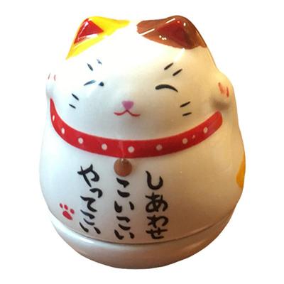 小招财猫不倒翁迷你桌面陶瓷摆件精美个性创意情人节礼物送男女友