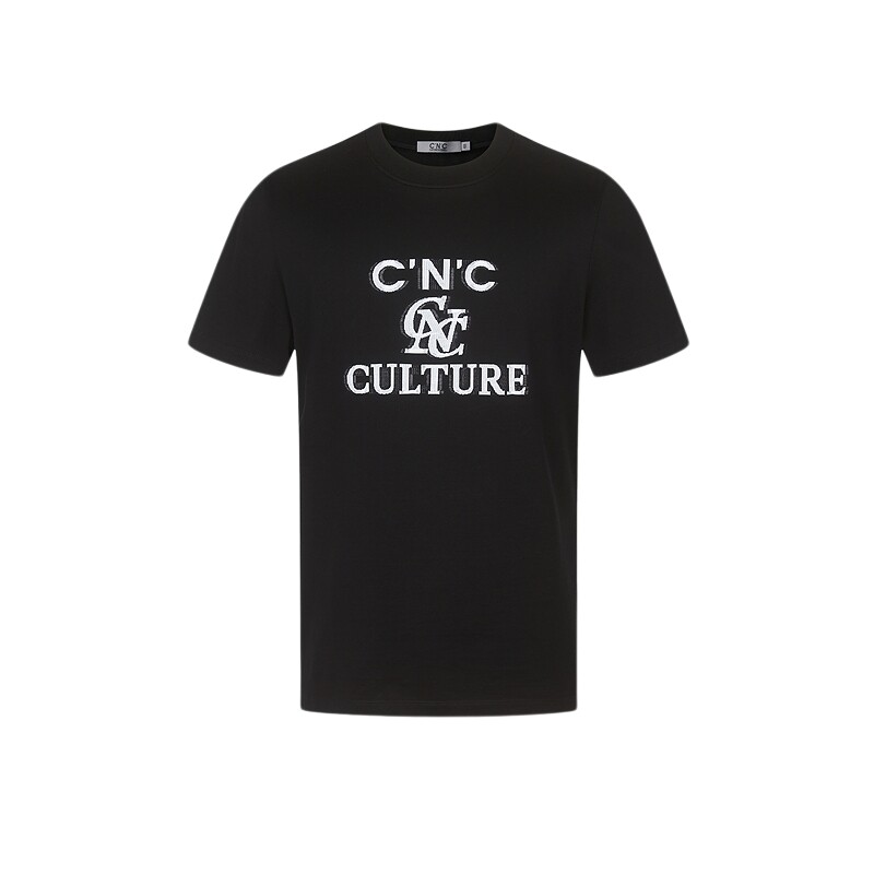 CNC男装奥莱字母提花纯棉短袖
