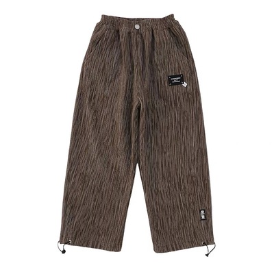 男童一体加绒裤子秋冬季新款儿童直筒灯芯绒裤宽松中大童休闲裤