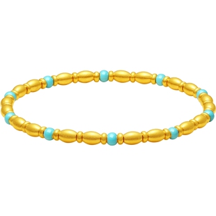 潮宏基传家宝橄榄珠古法黄金手链足金手串鎏彩文玩新中式计价