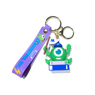 卡通怪兽电力公司公仔钥匙扣长毛怪单眼仔变色龙包包挂件车钥匙链