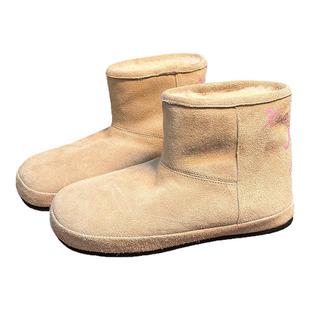 磨砂真皮羊毛厚底雪地靴女2025冬季新款加绒加厚防滑短靴保暖棉鞋