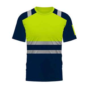 工厂夏季透气短袖反光网眼劳保环卫工人工地建筑工安全服圆领T恤