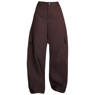 诺仙思美酒红美式弯刀工装裤女秋冬可脱卸真两件宽松阔腿运动裤子