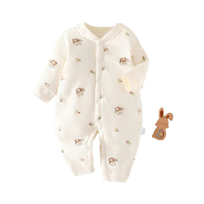 婴儿夹棉连体衣秋冬季40g薄棉新生儿棉服0-12个月宝宝哈衣爬服冬