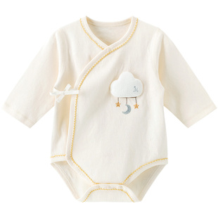 【抑菌木棉】新生儿连体衣春秋季婴儿提花三角哈衣宝宝无骨包屁衣