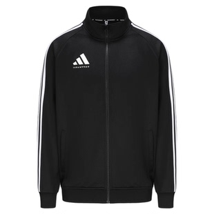 阿迪达斯春秋季外套男女黑色休闲运动新款立领梭织夹克TR30JR-BW