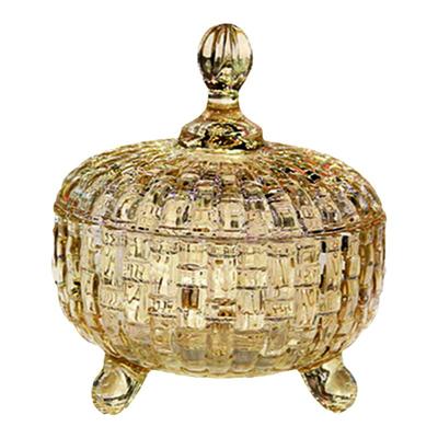 玉晶玻璃果盘带盖子水晶水果盘