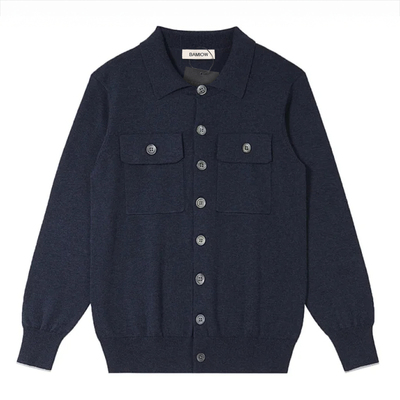 BAMIOW男士翻领羊毛混纺厚款夹克