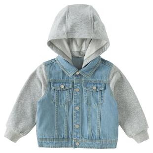 戴维贝拉男童A类牛仔外套2026春装新款儿童连帽外衣宝宝纯棉上衣