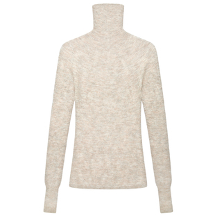 Lulu on a mission 羊驼羊毛混纺日本岛精一体无缝透视高领毛衣