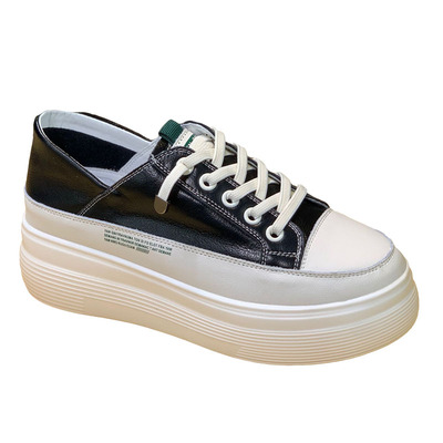 鞋子女2022春季真皮运动内增高