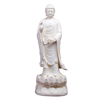 戴玉堂陶瓷摆件《立古莲如来雅黄瓷》家用佛像供奉释迦牟尼佛站像