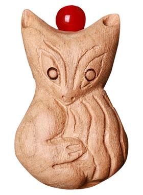 寅亥堂天然桃木小桃木剑长命锁狐狸挂件小孩儿童宝宝佩戴单身女戴