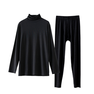 莫代尔中领保暖内衣男款半高领超薄发热秋衣秋裤套装男修身打底衫