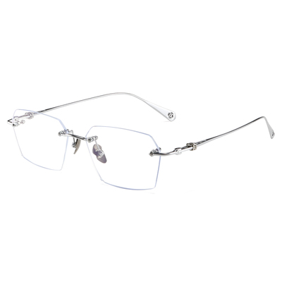 纯钛无边框斯文痞帅近视眼镜