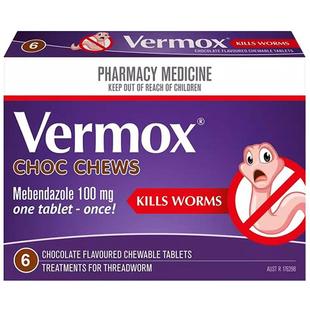【自营】澳洲Vermox儿童成年人驱虫药蛔虫打虫药巧克力味6块