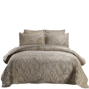 一面绒一面纯棉绗缝床盖夹棉床单