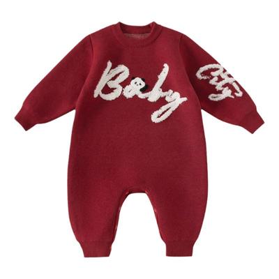 贝贝城儿童纯色字母印花爬服