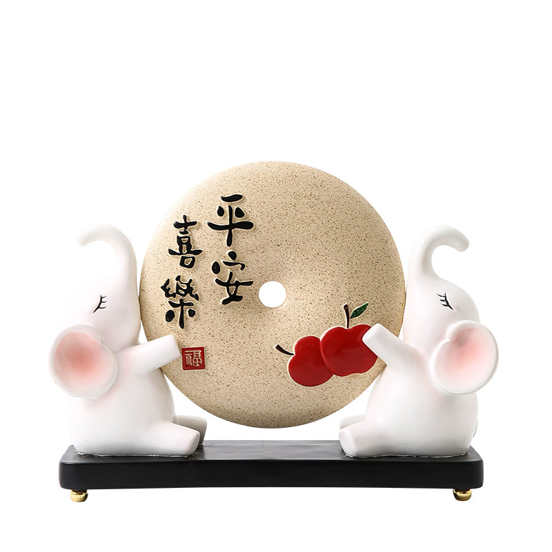 乔迁新中式玄关平安喜乐大象摆件