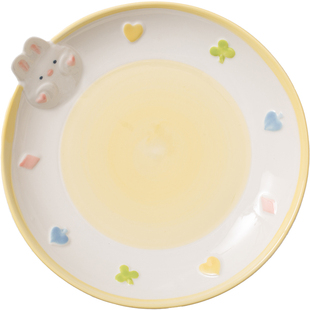 肆月小兔子异形盘陶瓷釉下彩菜盘家用高颜值可爱卡通深盘餐具盘子
