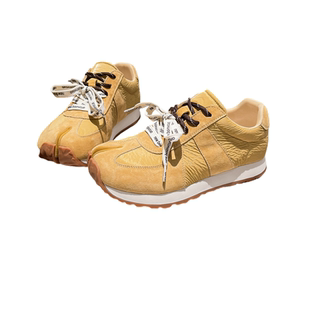 真皮版~2026新款双系带厚底松糕分趾猪蹄老爹鞋运动鞋德训鞋女鞋