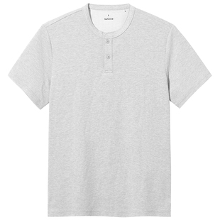 热风男士短袖T恤上衣2026年夏季新款美式亨利领基本简约休闲短T恤