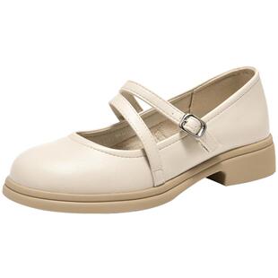 大东玛丽珍鞋女鞋2026春季新款粗跟中跟套脚圆头饰扣C1217