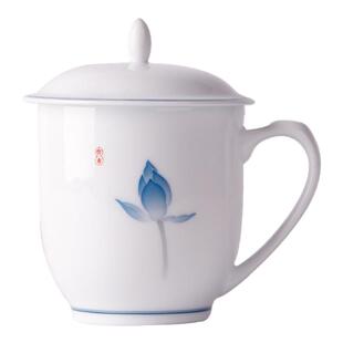 云火窑陶瓷茶杯毛瓷杯薄胎500毫升带盖办公会议杯沁园春诗词送礼