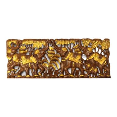 泰国进口实木玄关壁饰镂空雕花板