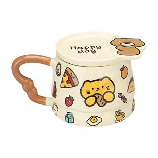 摩登主妇带盖马克杯陶瓷杯咖啡杯子女生日礼物喝水杯办公室早餐杯