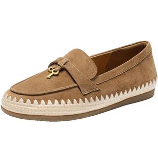 百丽复古羊皮乐福鞋女新款软底渔夫豆豆深口单鞋子E7S1DCA5