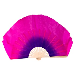 扇子舞蹈扇编花篮真丝紫渐变玫红秧歌扇山西小花戏广场舞跳舞专用