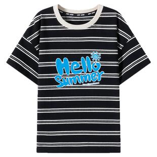 小象汉姆童装男童短袖T恤条纹夏天半袖儿童夏装T恤衫2026新款洋气