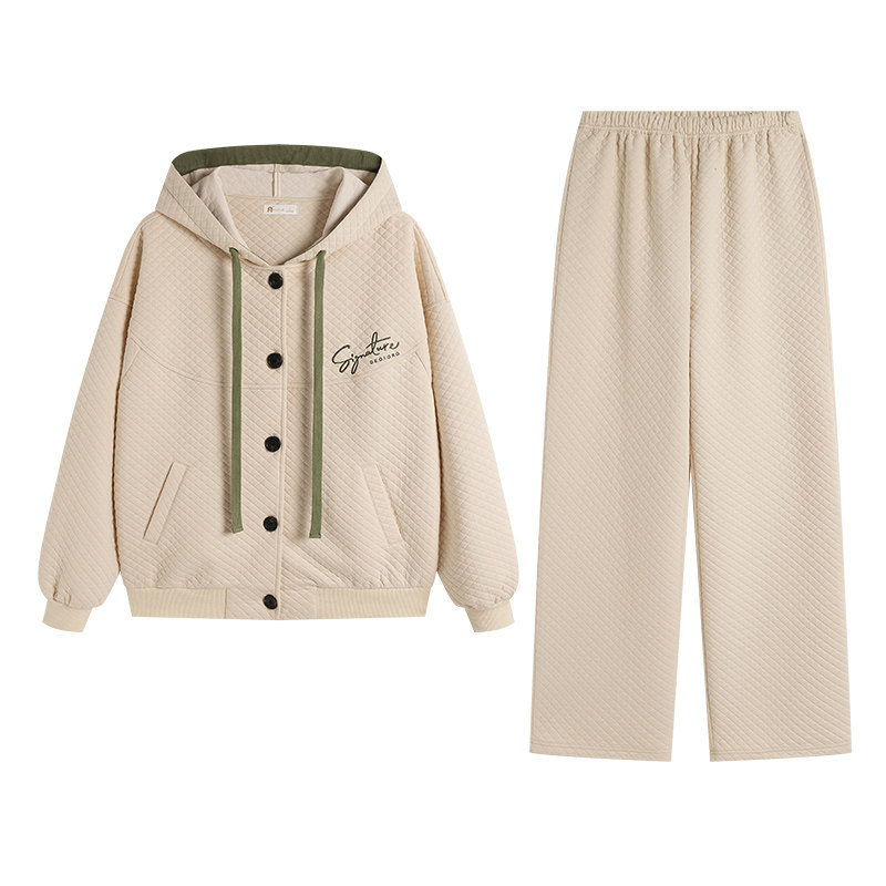 秋冬纯棉夹层休闲情侣家居服套装